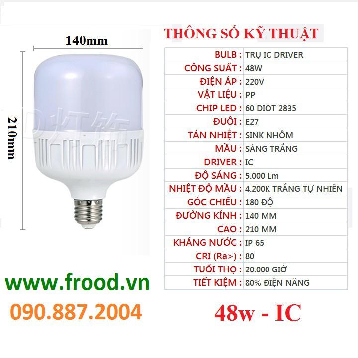 Bóng đèn LED 24w, 36w, 48w, 50w, 60w đui E27, sáng trắng, dạng trụ, 4U hoặc UFO vỏ nhôm vàng