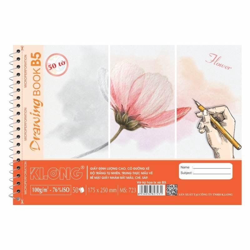 Sổ vẽ lò xo xé KLONG B5 50 tờ 100/76; MS: 723