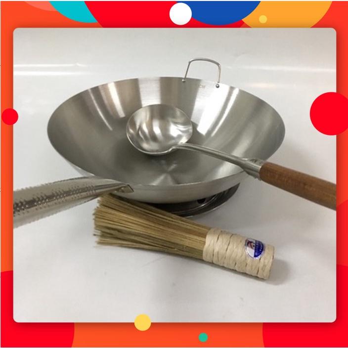 Chảo Thép Chống dính tay Cầm Inox Loại Màu Trắng Size 40cm
