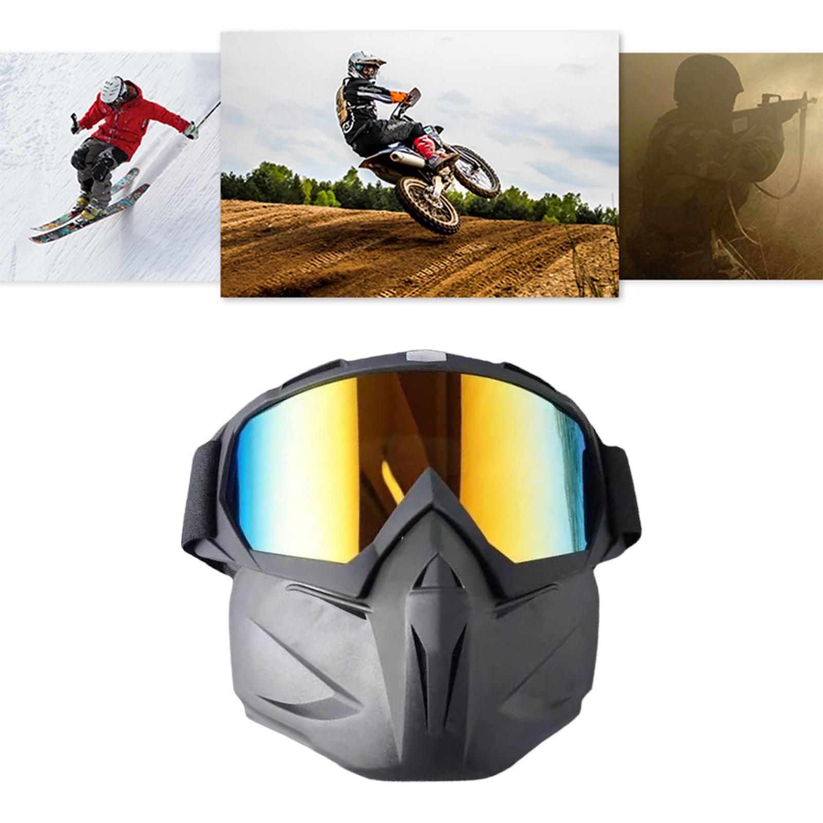 Motorcycle Goggles Mask with Detachable Mask Anti UV Adjustable Glasses Fit for Riding