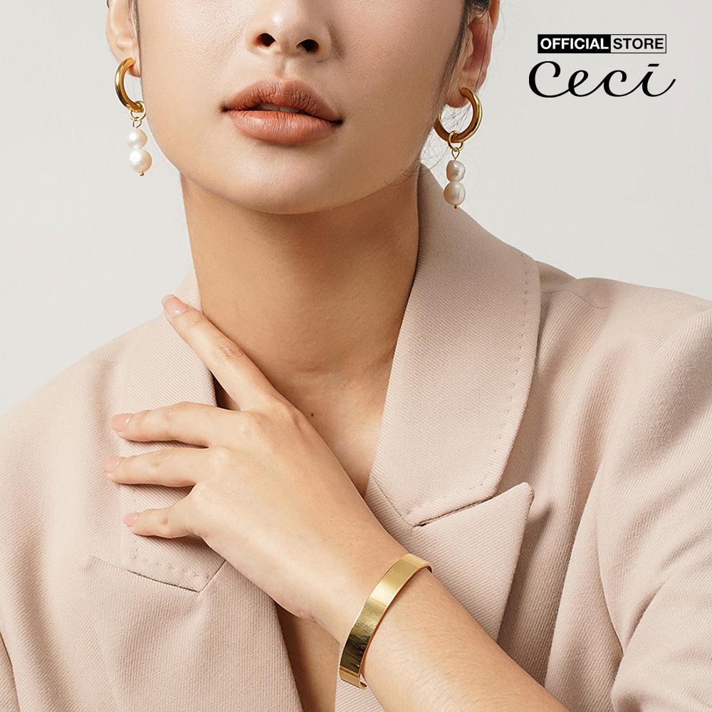 CECI - Vòng đeo tay nữ kim loại dạng hở thiết kế trơn thanh lịch CC3-02000026-27
