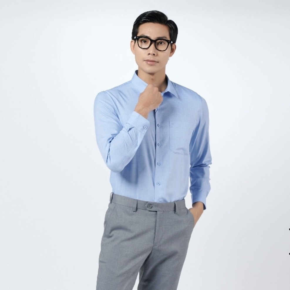 OWEN - Áo sơ mi dài tay Owen Regularfit chất cafe không nhăn màu xanh dương 230376