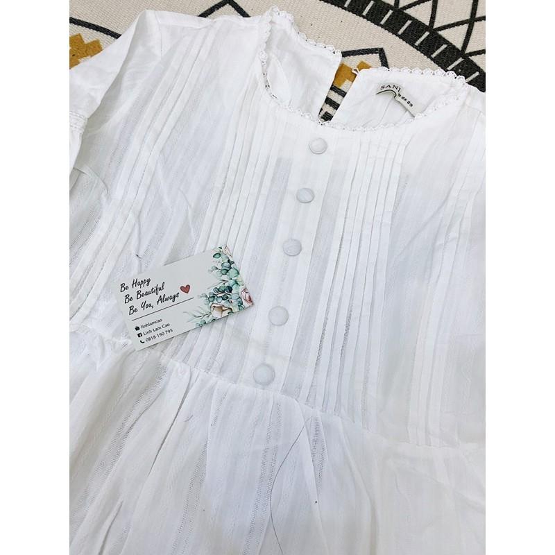 Áo Sơ Mi Babydoll Tay Bồng Cúc Bọc Ullzzang