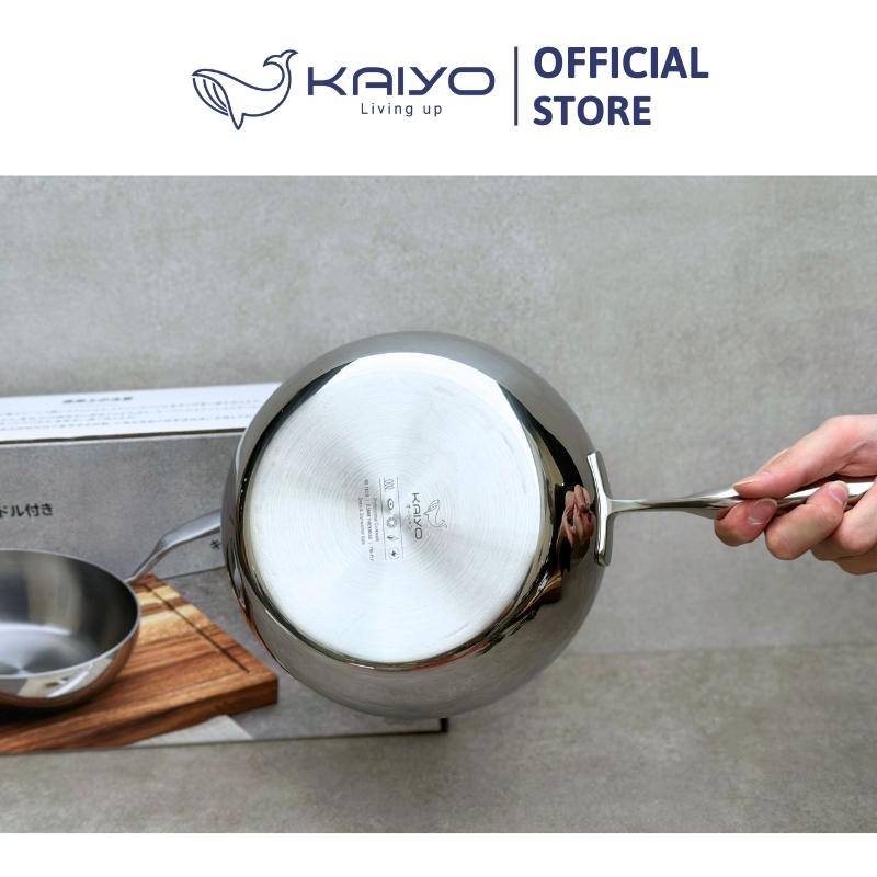 Chảo inox trơn sâu lòng thân đáy liền 3 lớp Tri-Ply Kaiyo, size 24cm