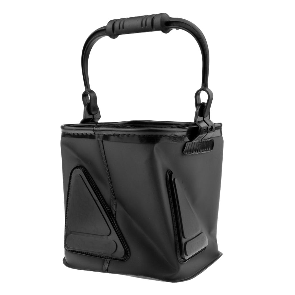 Collapsible Folding Fishing Bucket Outdoor Camping Panic Water Bucket Black