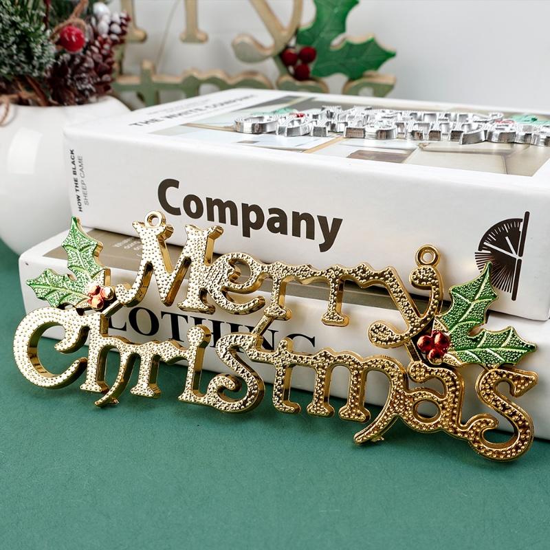 Phụ Kiện Trang Trí Cây Thông Giáng Sinh Hình Chữ Merry Christmas 3D Kích Thước 14 / 20cm