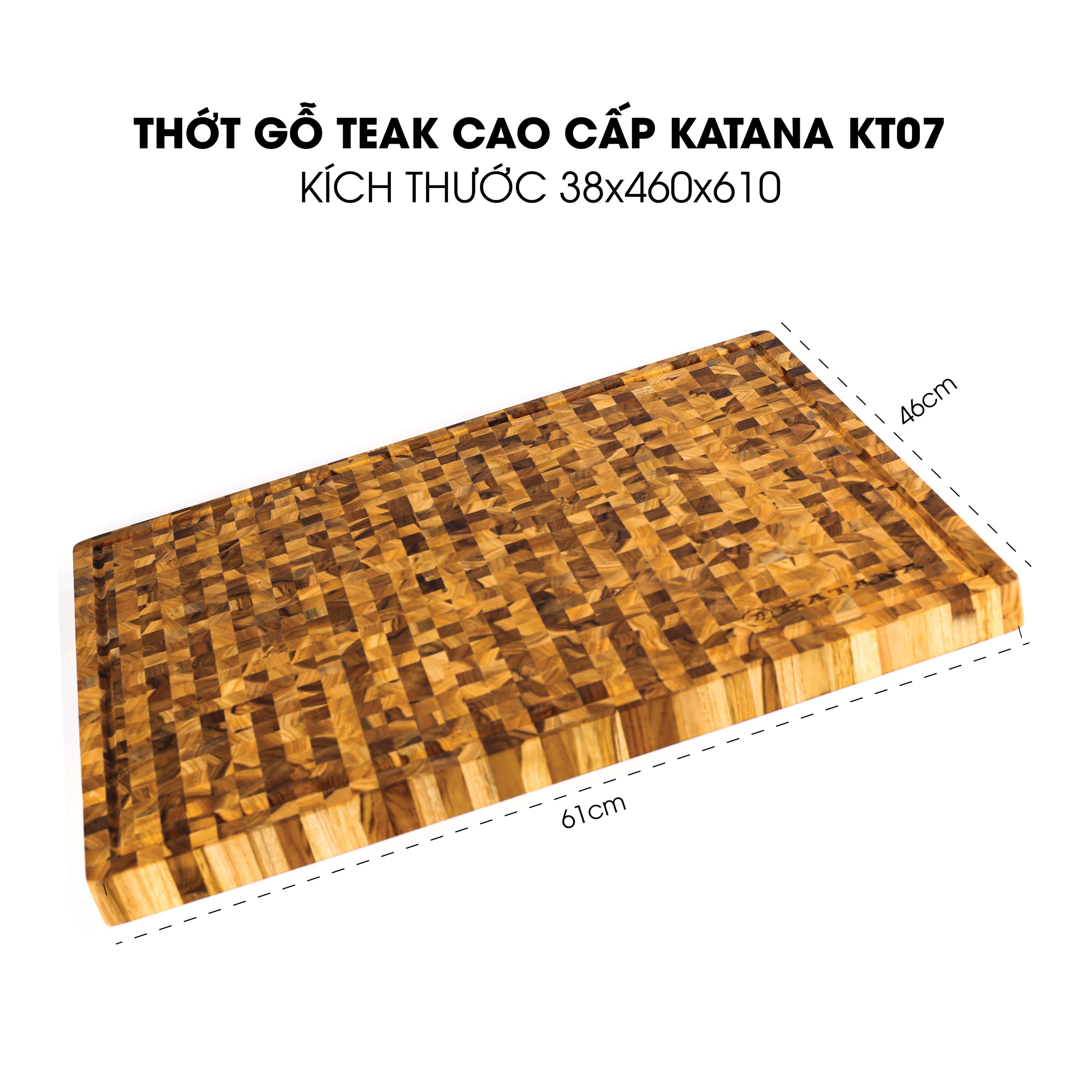Thớt gỗ Teak đầu cây cao cấp KATANA cỡ lớn - KT07