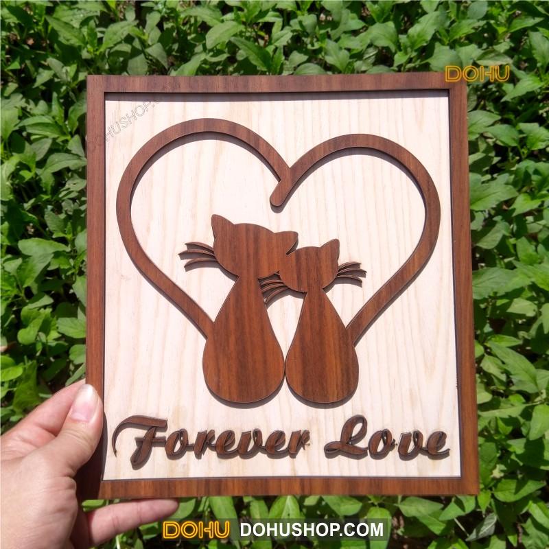 Tranh Treo Tường Bằng Gỗ Handmade DOHU005: Forever Love - Thiết Kế Đơn Giản, Độc Đáo, Sang Trọng