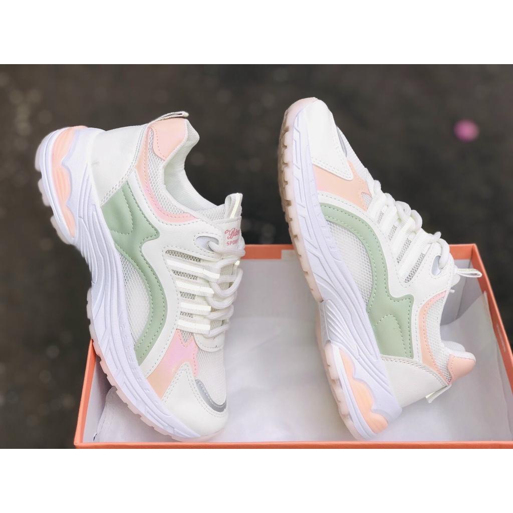 Giày sneaker nữ, giày thể thao AKSPROT viền phản quang đế tăng chiều cao size 35 đến 39