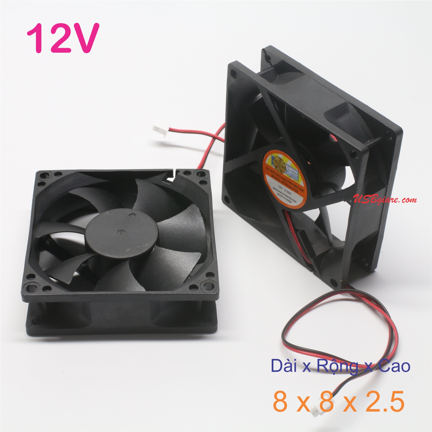 Quạt tản nhiệt 12V 8x8x2.5cm, Fan 12V 8x8x2.5cm