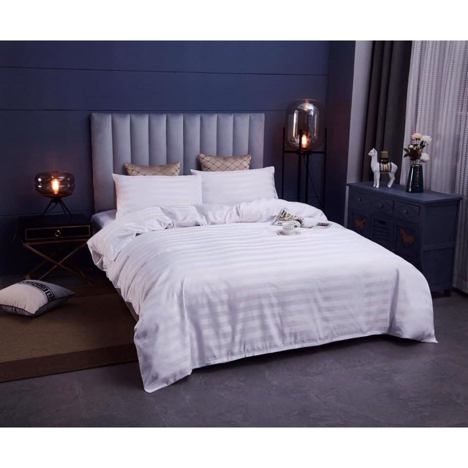 Bộ Vỏ Chăn Drap Gối COTTON SỌC 3F Vải Cotton Lụa Bóng Hàng Chuyên Cho Gia Đình Và Khách Sạn