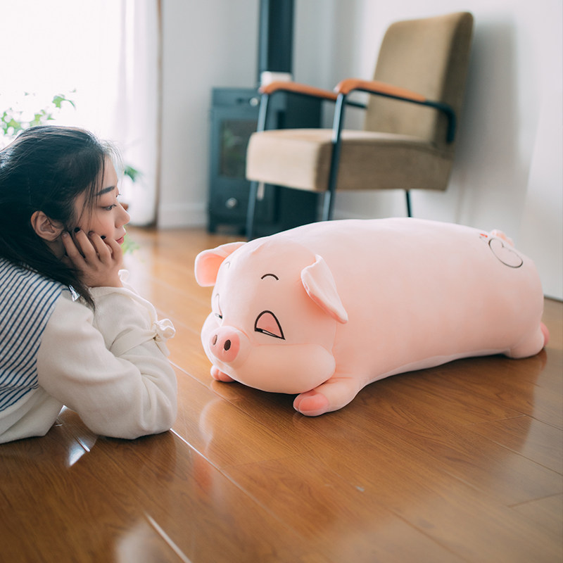 Gấu bông heo lười mắt hí, lợn buồn ngủ đáng yêu siêu hot (40cm---&gt;100cm) vải miniso 4 chiều cao cấp mềm êm – Gối ôm heo hồng buồn ngủ, lợn mắt sụp cute