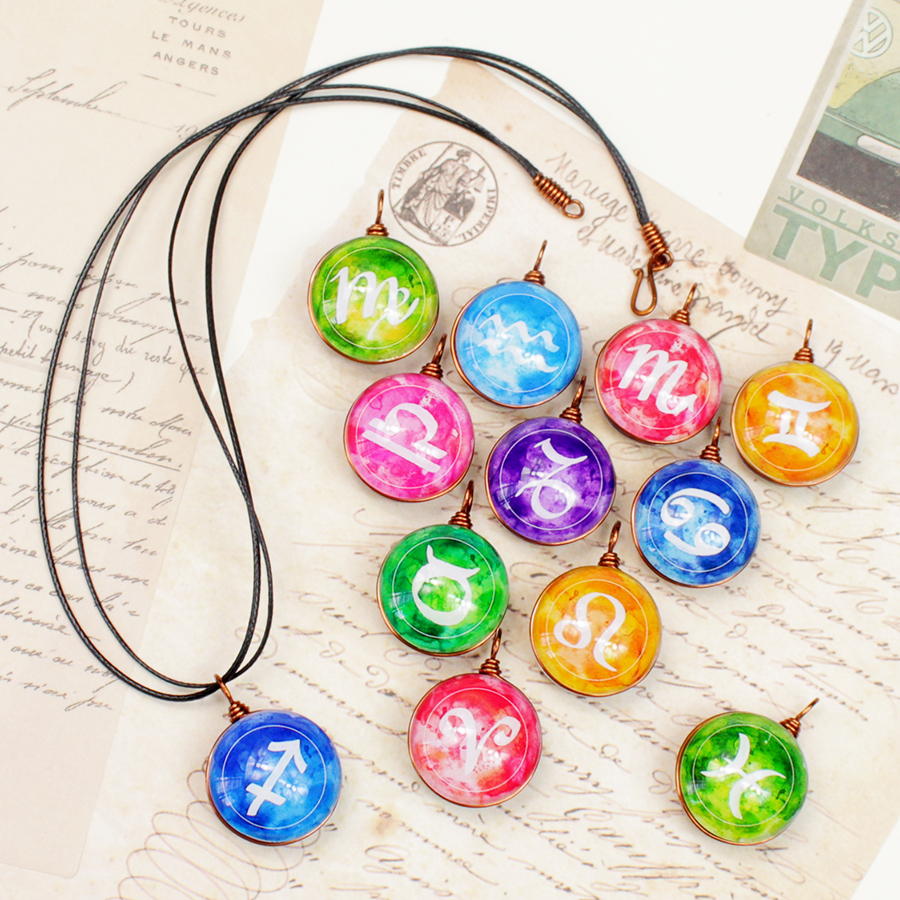 Dây chuyền 12 cung hoàng đạo Zodiac màu sắc tươi sáng siêu đẹp cho nữ 06647-DC0014