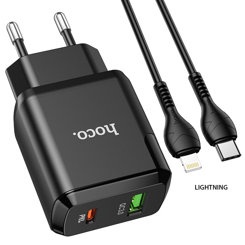 Củ sạc nhanh Hoco N5 cho android,iphone - chất liệu PC chống cháy - Phích cắm EU - Hàng chính hãng