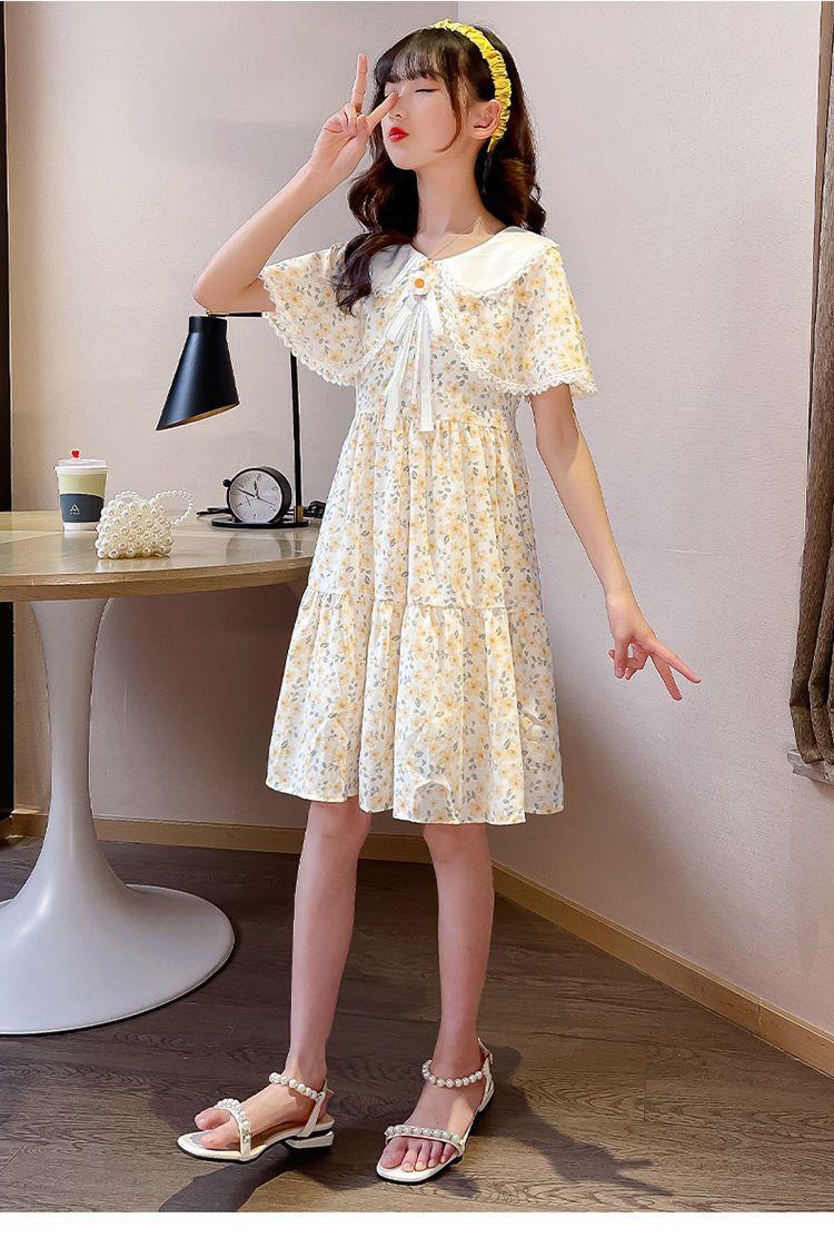 DONGSHOP Cô gái mảnh hoa đầm mùa hè mỏng bé váy trẻ em 2023 trẻ em ăn mặc cô gái tây váy công chúa