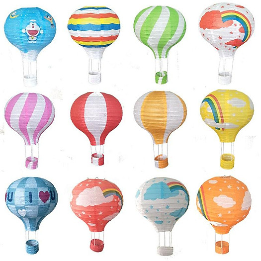 Khinh khí cầu giấy - đèn lồng khinh khí cầu hoạ tiết size 30cm