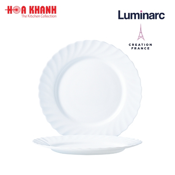 Đĩa Thủy Tinh Luminarc Diwali Trianon Trắng 20cm đựng thức ăn, kháng vỡ, cường lực - Bộ 3 đĩa - N3647