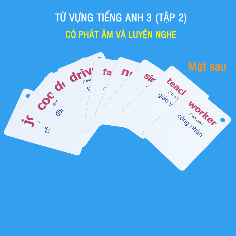 Bộ flashcard tiếng Anh Lớp 3 (Tập 1 + 2) NXB GDVN – BGD, có phát âm, màu sắc và hình ảnh sinh động