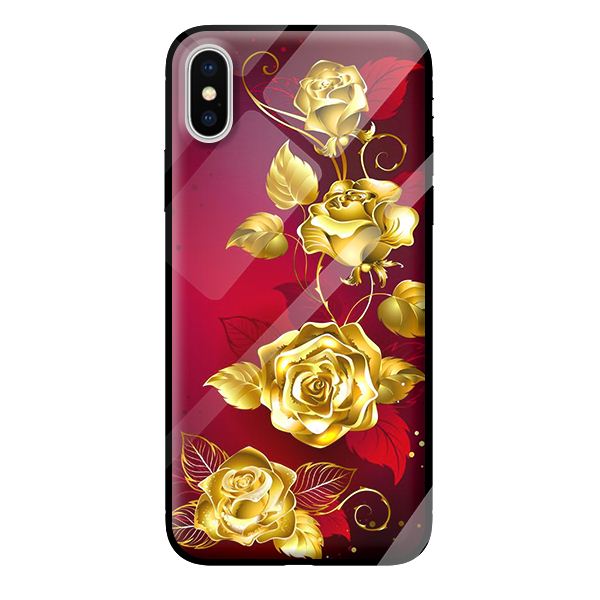 Ốp kính cho iPhone X NỀN ĐỎ HOA 3 - Hàng chính hãng