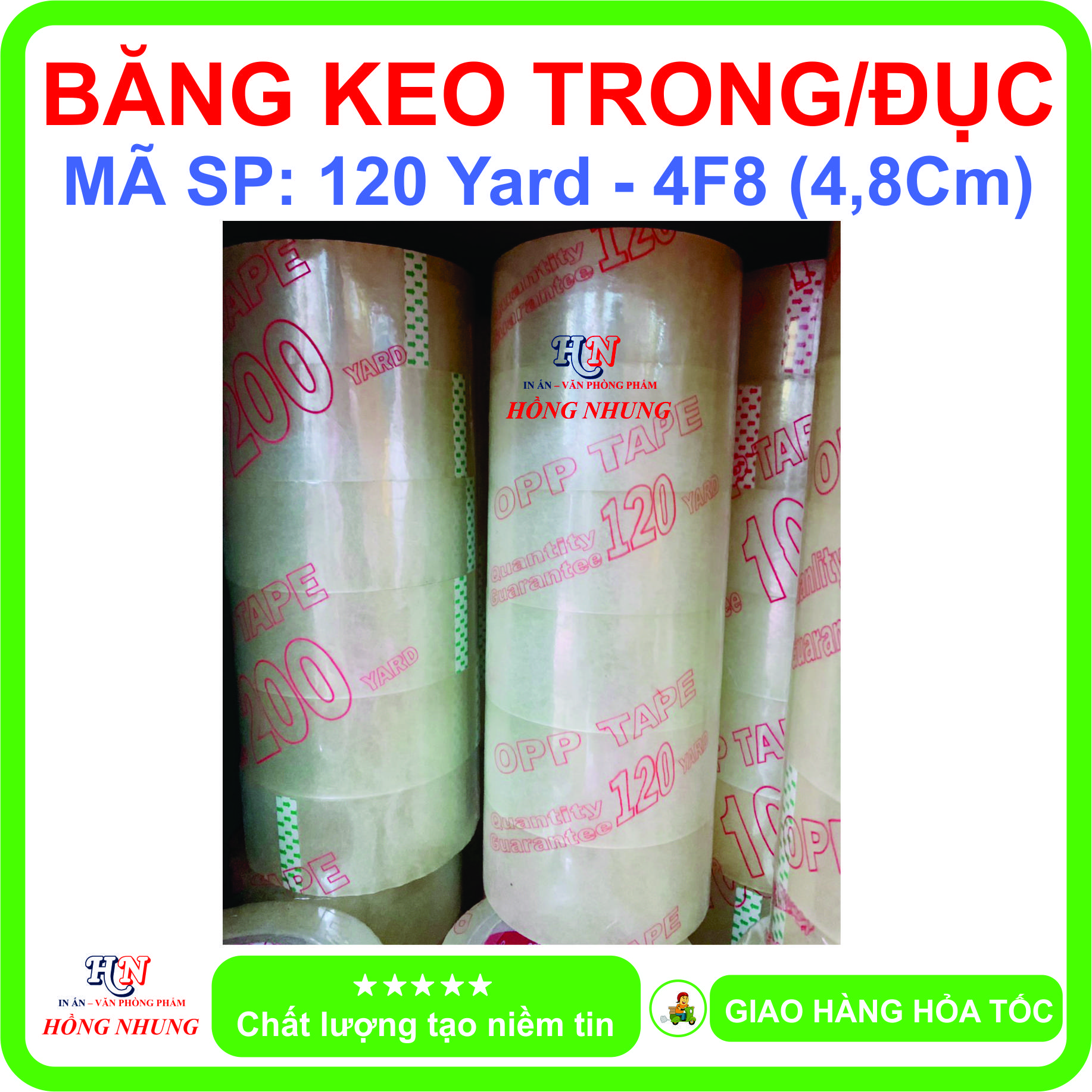 Băng keo Trong / đục 120 Yard, băng keo dán thùng, siêu dính, bền