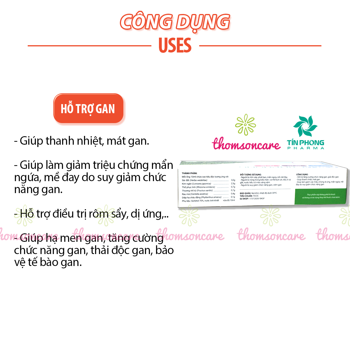 Siro Tiêu độc Tín Phong - Hộp 18 ống dễ uống cho trẻ - Hỗ trợ mát gan, thanh nhiệt, ngăn ngừa rôm sảy cho bé