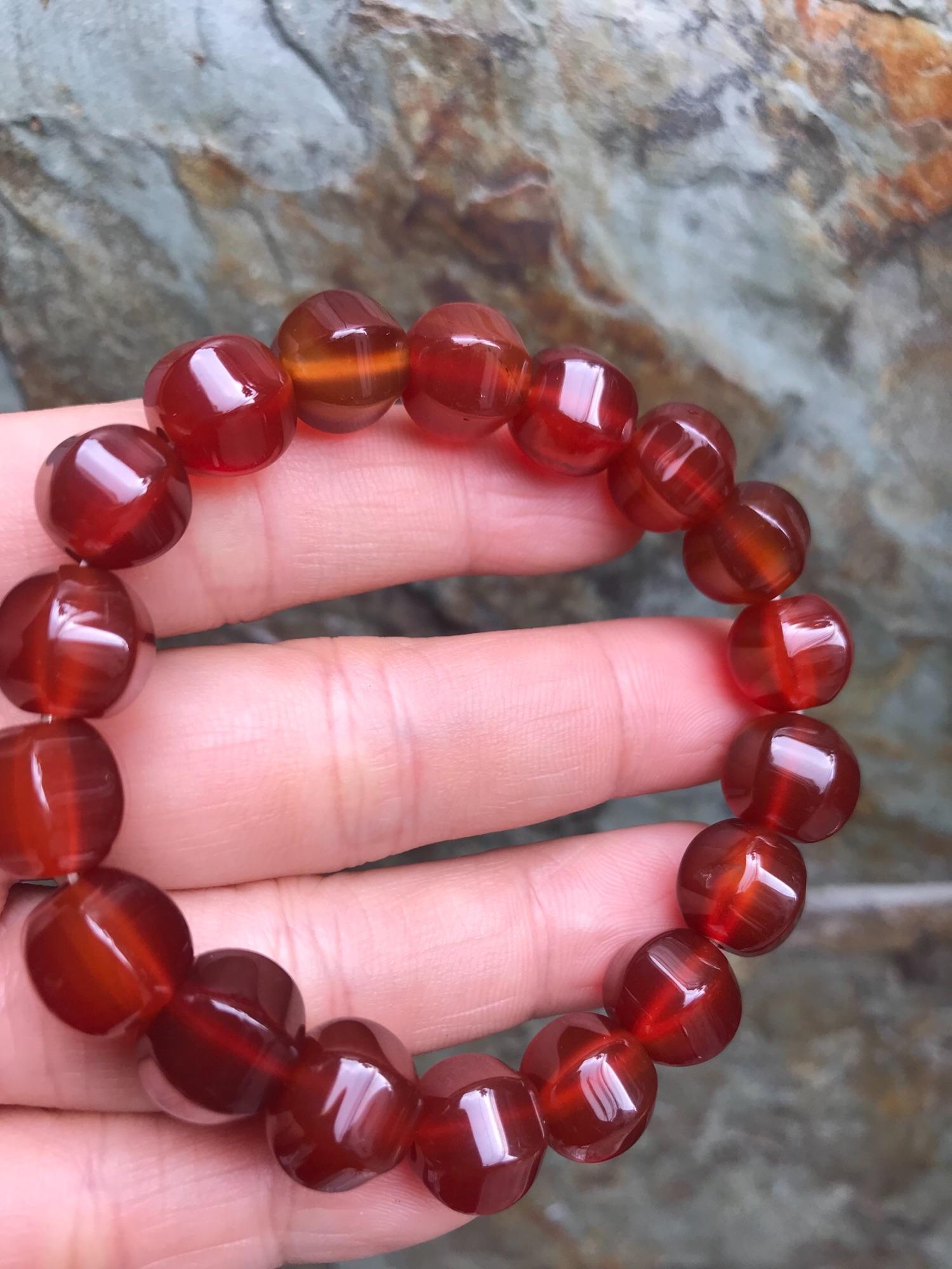 VÒNG ĐÁ MÃ NÃO KHẾ ĐỎ CAM SIZE VÒNG 10MM NỮ MẠNG HOẢ MẠNG THỔ