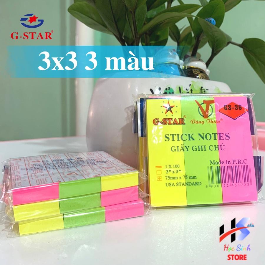 Giấy ghi chú, giấy note nhiều màu dạ quang Gstar GS 36, xấp 100 tờ tiêu chuẩn USA