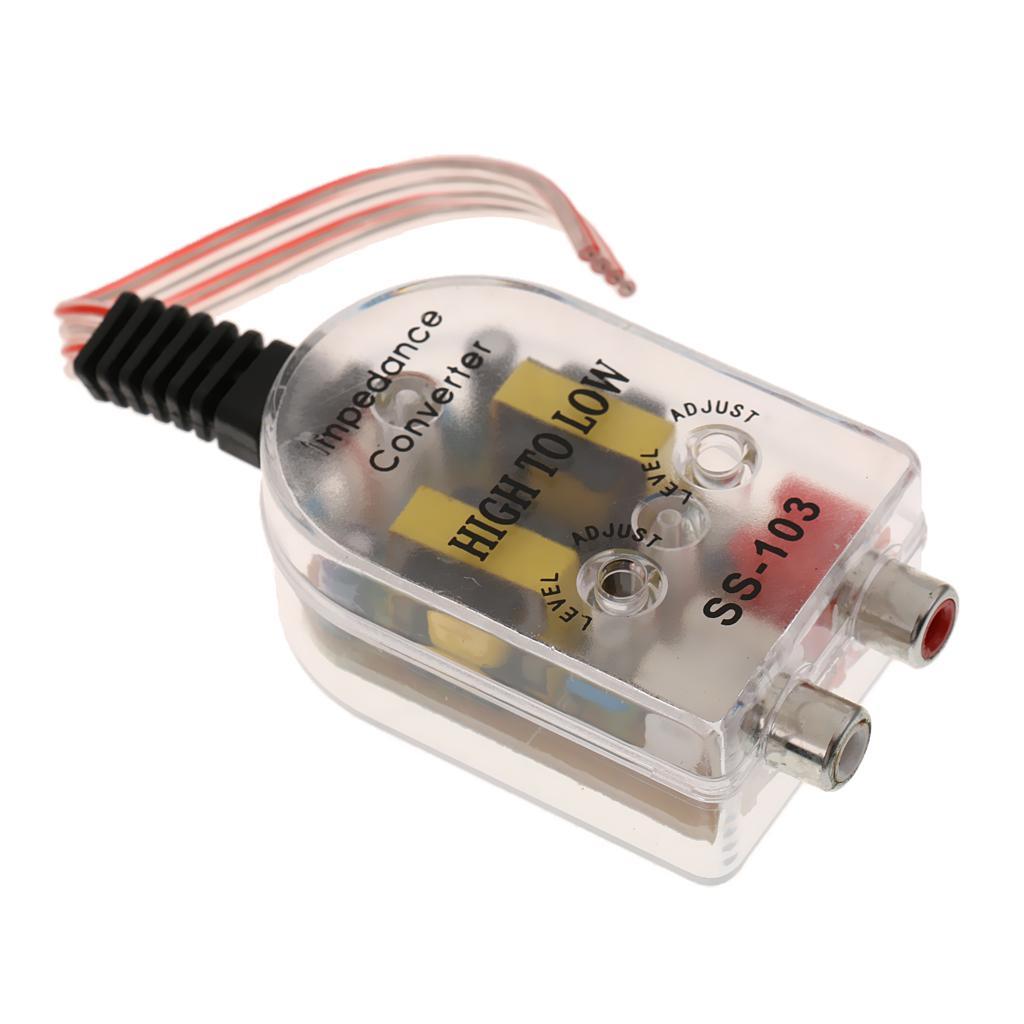 Auto Car High to Low Impedance Converter Adapter Speaker to RCA Line