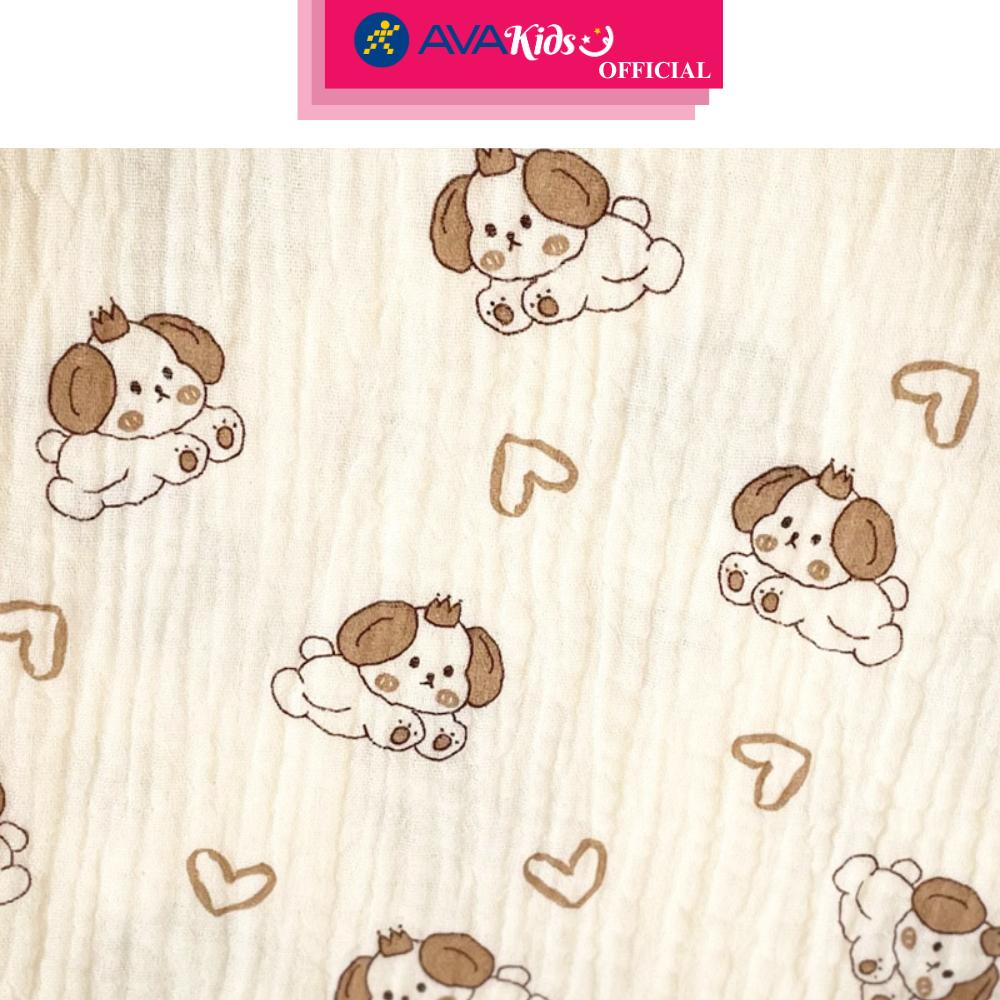 Khăn tắm cotton Bessla 2 lớp 90x100 cm - Cún trái tim - Hàng Chính Hãng