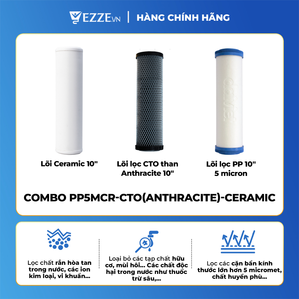 COMBO 3 LÕI LỌC 1,2,3 - CHÍNH HÃNG ĐẠI VIỆT DÙNG CHO DAIKIOSAN MAKANO