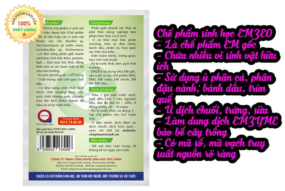 CHẾ PHẨM KHỬ MÙI HÔI, Ủ RÁC THẢI HỮU CƠ VI SINH EMZEO - GÓI 200GR