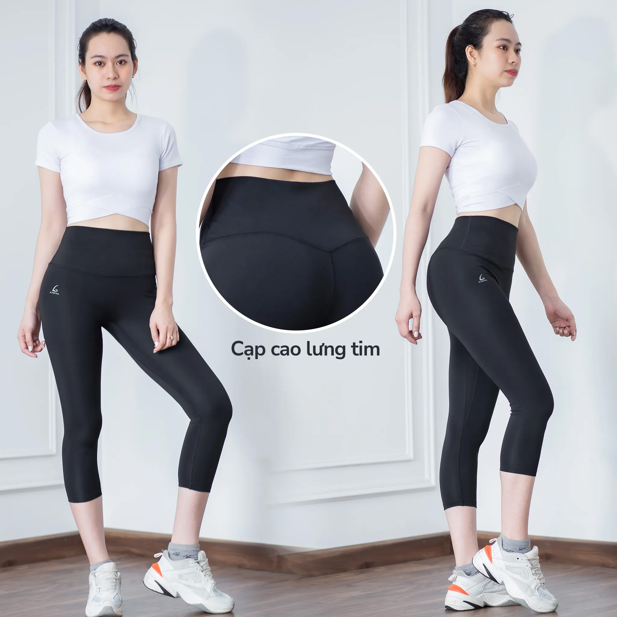 Bộ Quần Lửng tim - Áo Croptop vạt chéo Gladimax thích hợp cho môn tập yoga, gym, đạp xe