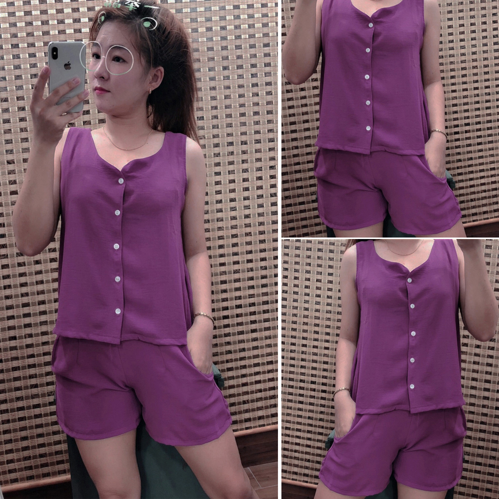 Đồ Bộ Quần Ngắn Vải Đũi