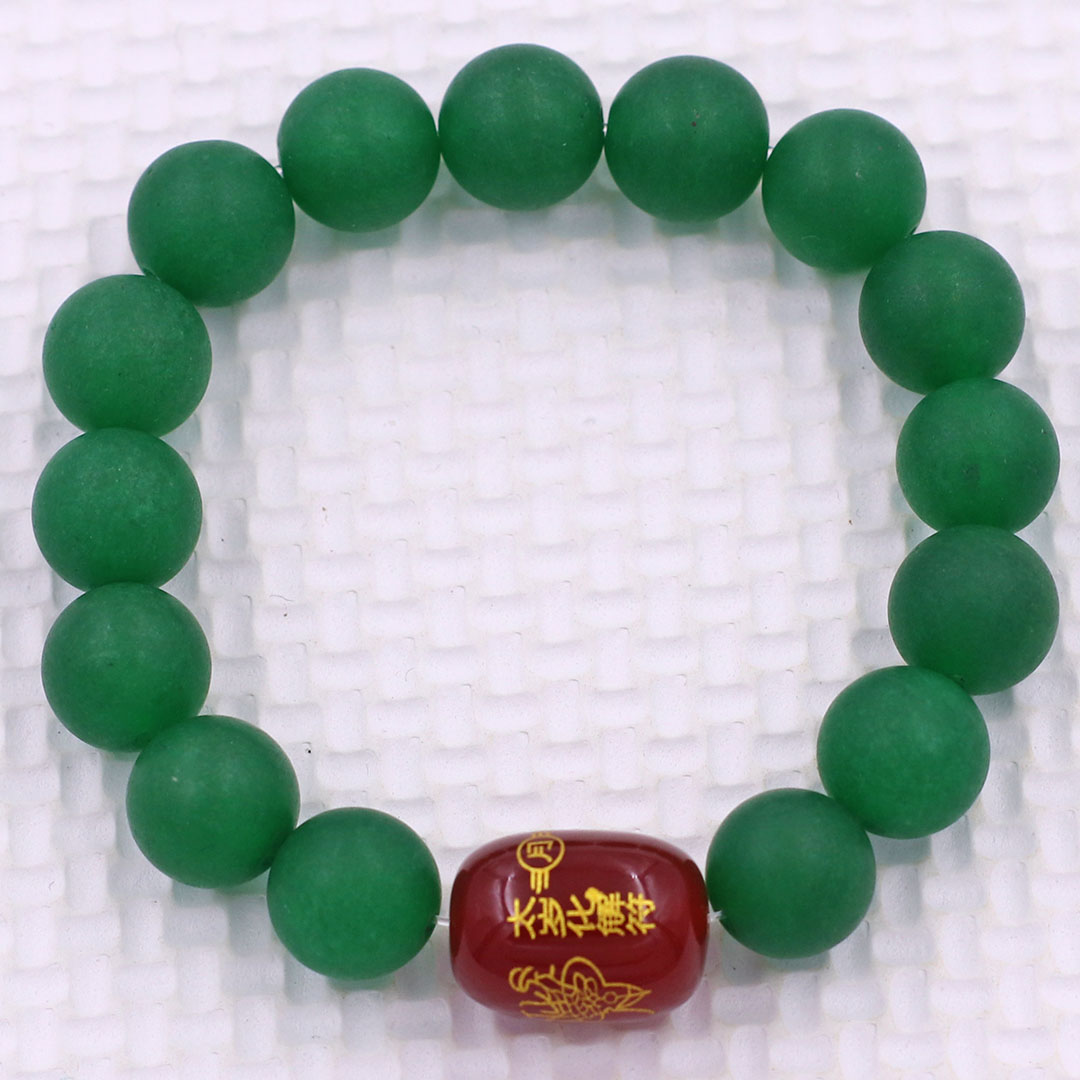 Vòng chuỗi đeo tay đá thạch anh xanh lá mờ 10 ly charm giải thái tuế phù, vòng chuỗi phong thủy, giải năm hạn thái tuế