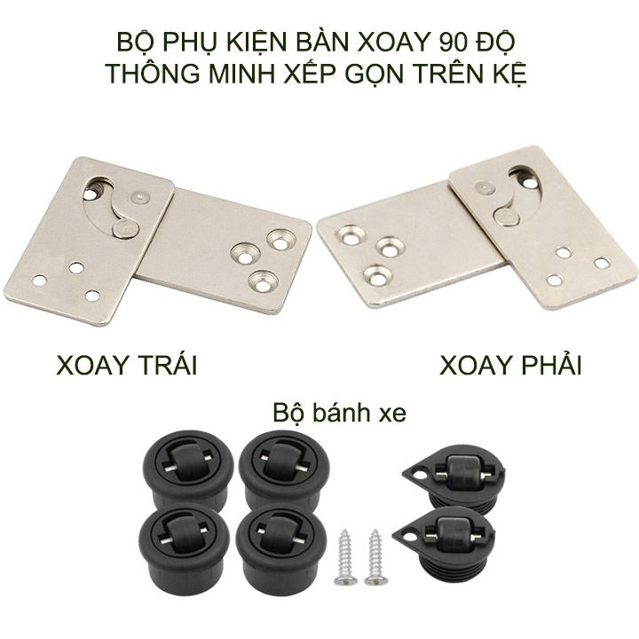 Bộ phụ kiện bàn xoay xếp gọn trên kệ thông minh, bằng thép mạ chống gỉ