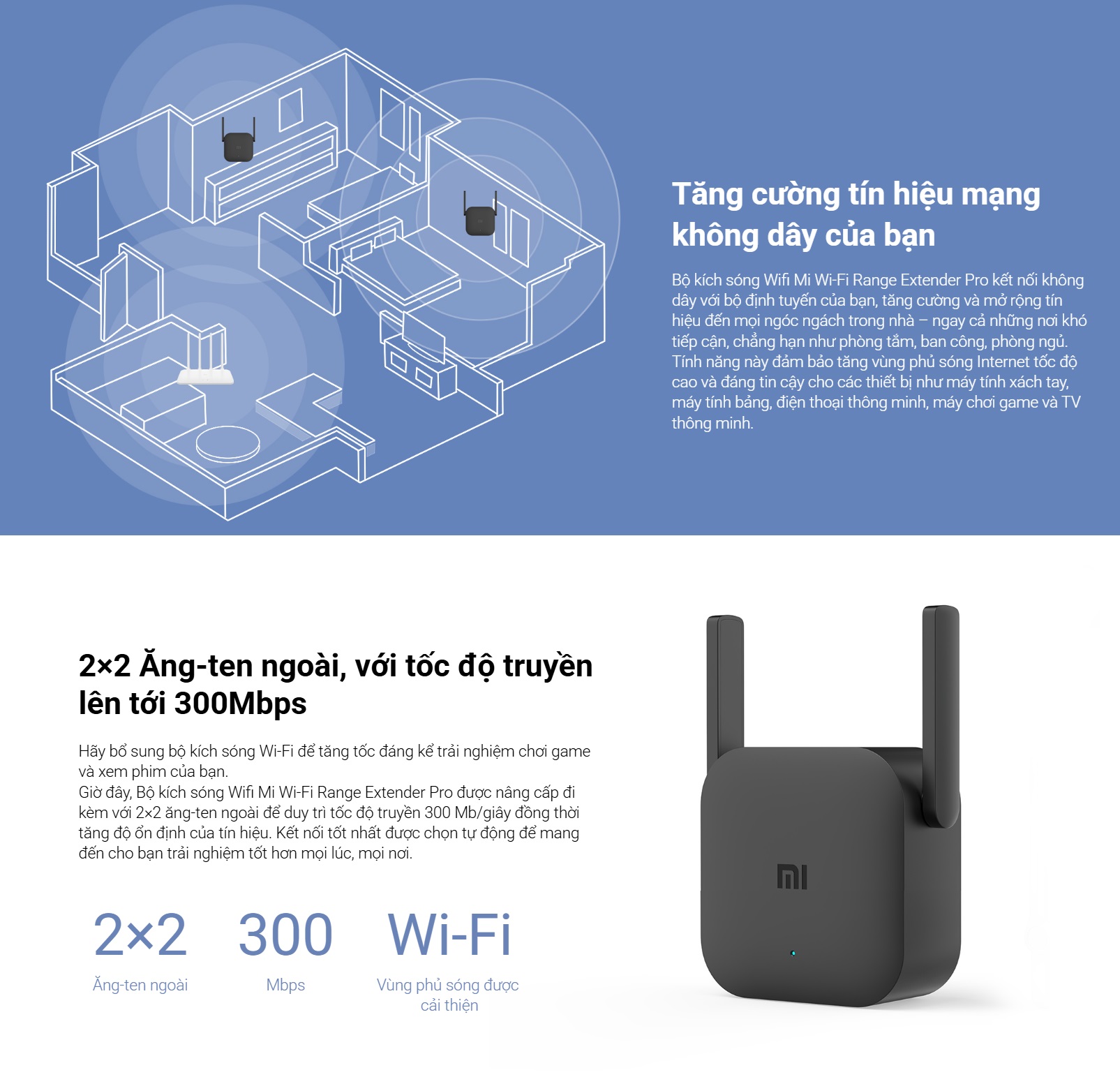 Thiết Bị Kích Sóng Wifi Xiaomi Pro - Đen - Hàng Nhập Khẩu