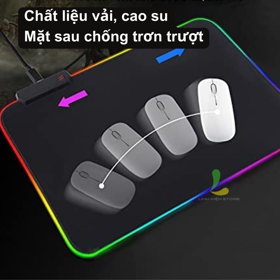 Lót chuột gaming có đèn RGB - Luminous mouse pad kích thước 250x350 phù hợp mọi loại thiết bị chuột