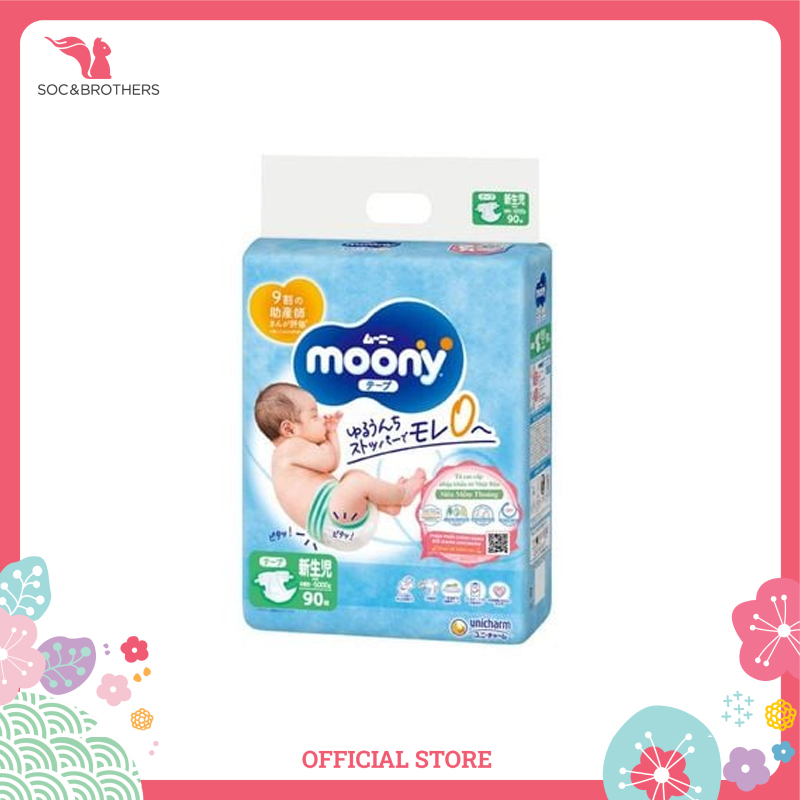 Bỉm dán Moony xanh tiêu chuẩn size Newborn 90