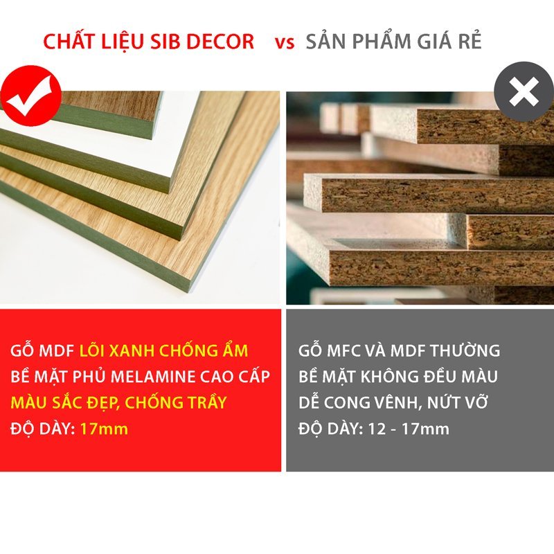 Tủ Sách Gỗ Với Thiết Kế Đơn Giản Gồm 8 Ngăn Kệ SIB Decor, Dễ Dàng Lắp Đặt, An Toàn Với Pát Chống Đổ Kệ