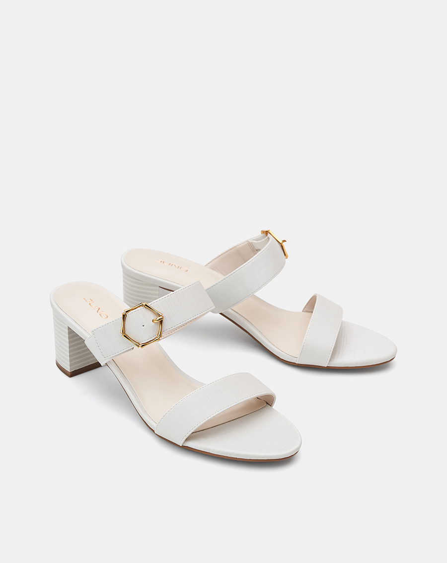 Giày Sandal Nữ 5cm Thời Trang JUNO Gót Vuông Quai Ngang Phối Khóa Trang Trí SD05104