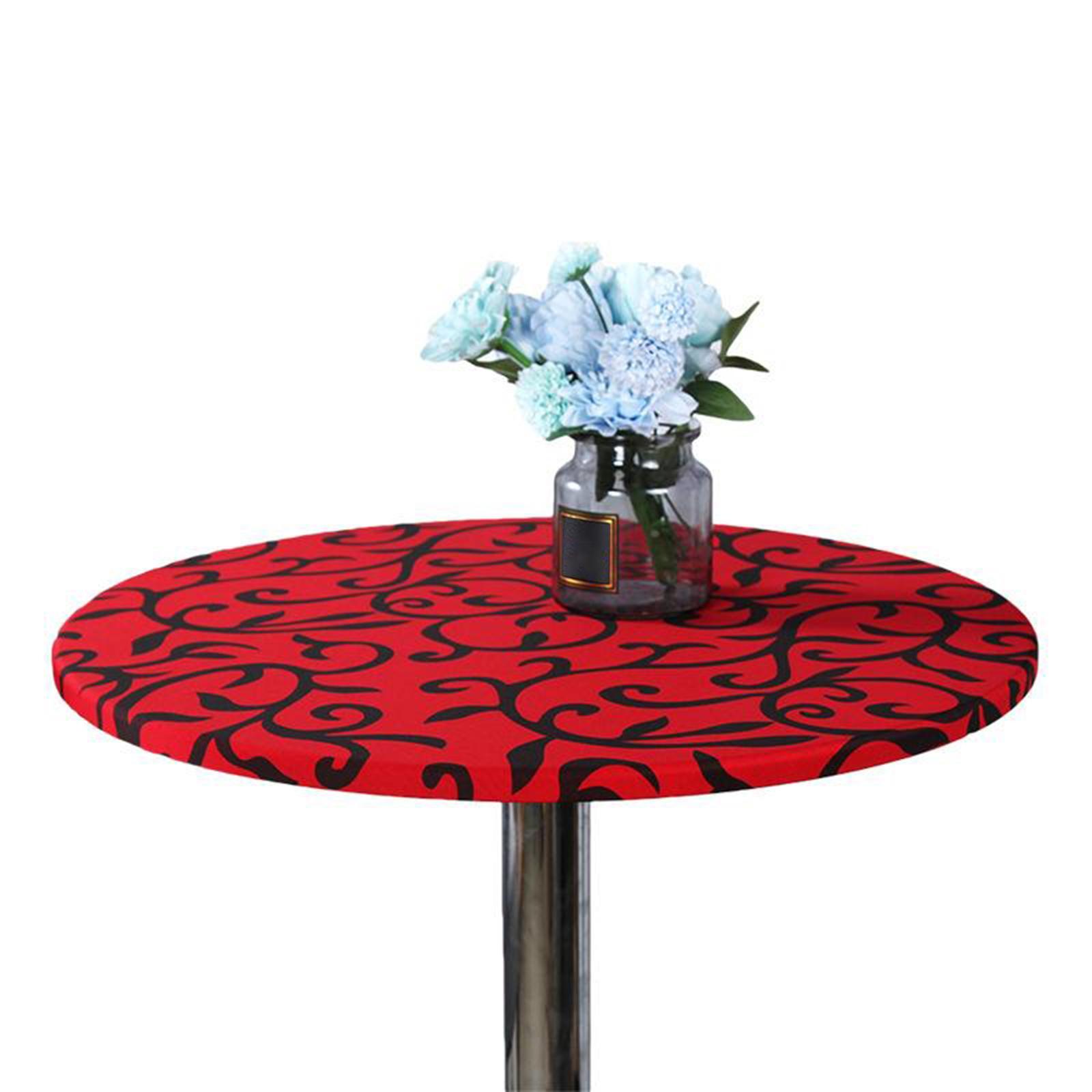 Indoor Outdoor Patio Round Fitted Tablecloth,Elastic Edge Waterproof Cover Red