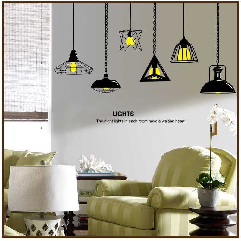 Decal dán tường Đèn treo số 7 AmyShop DKN097