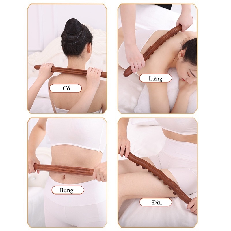 Gậy Gỗ Massage đa năng Body Đả Thông Kinh Lạc, Thanh Gỗ massage Vạn Năng10 Bi Carbon Dài 60cm Dùng Trong Spa Dưỡng Sinh