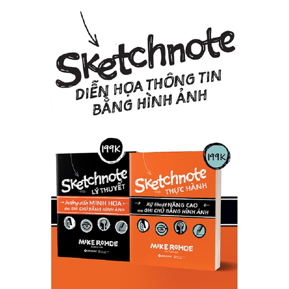 Sketchnote Diễn Họa Thông Tin Bằng Hình Ảnh - Combo 2 Cuốn: Lý Thuyết + Thực Hành - Bản Quyền - Sketchnote Thực Hành