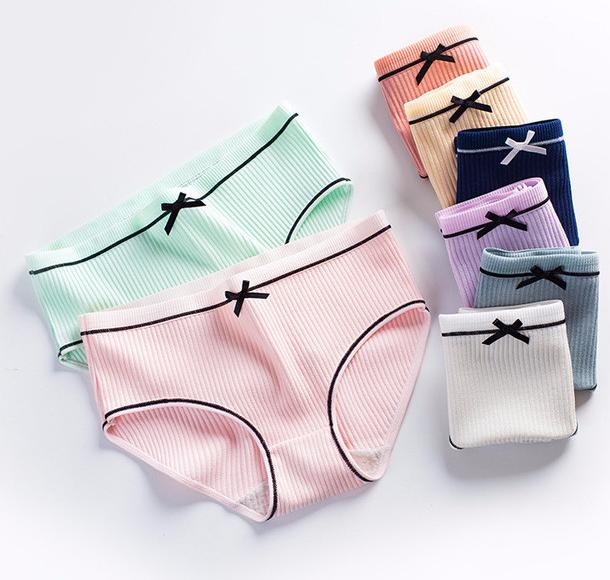 Combo 10 Quần Lót Nữ Cotton Gân Tăm Phối Nơ GT1
