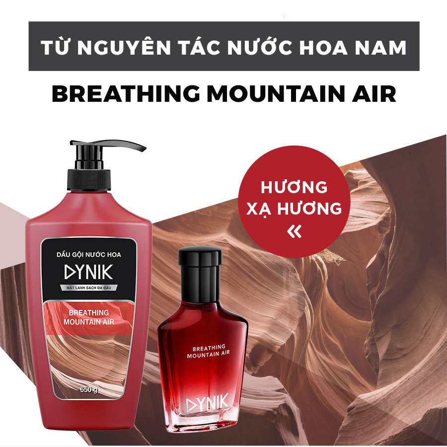 Dầu gội nước hoa nam Dynik Breathing Mountain Air xạ hương trầm ấm 650g