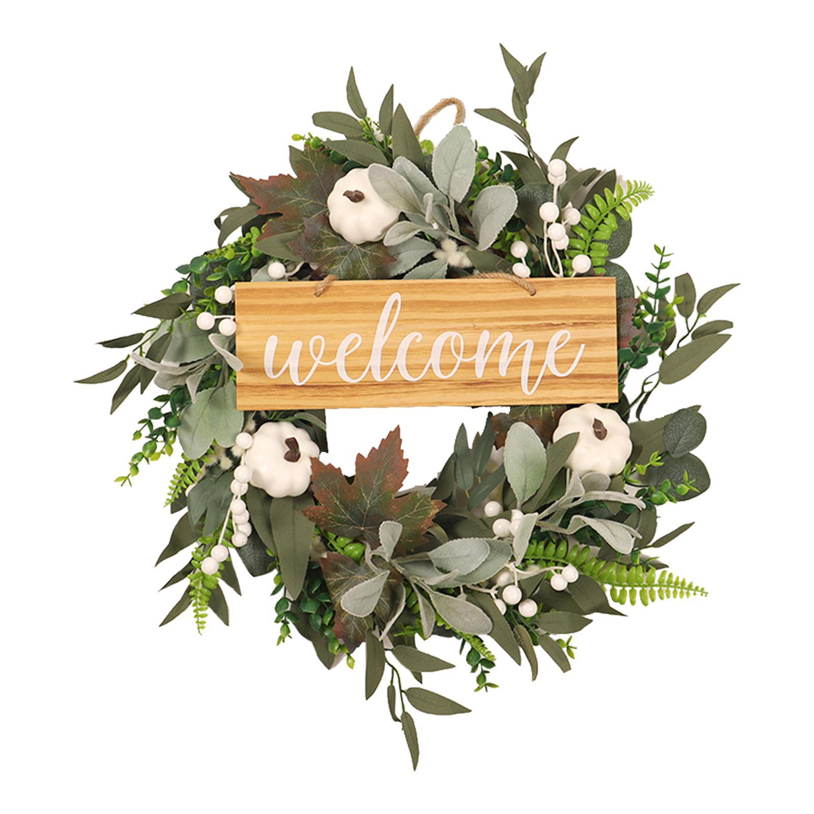 Artificial Wreath Decorative Large Green Wreath for Front Door Patio Window