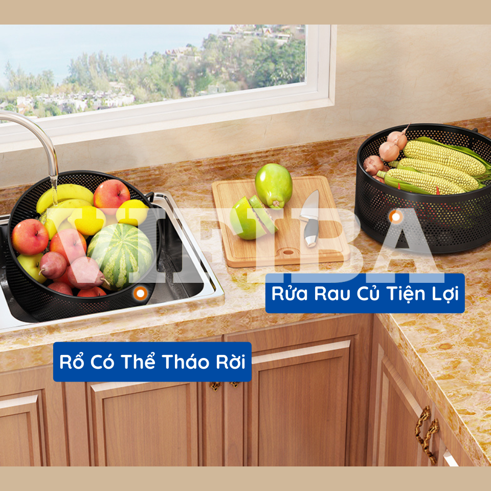 Kệ Tròn Xoay Nhà Bếp Đa Năng Đựng Rau Củ VIFIBA Hàng Chính Hãng Thép Carbon Không Gỉ Xoay 360°