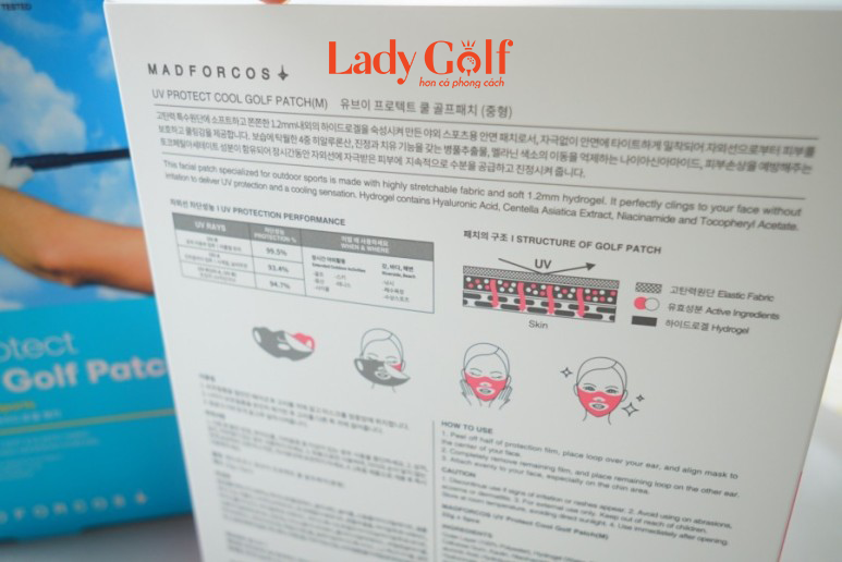 Mặt nạ golf nam chống nắng, ngăn chặn tia UV GOLF PATCH - Hàn Quốc - Hộp 5 miếng