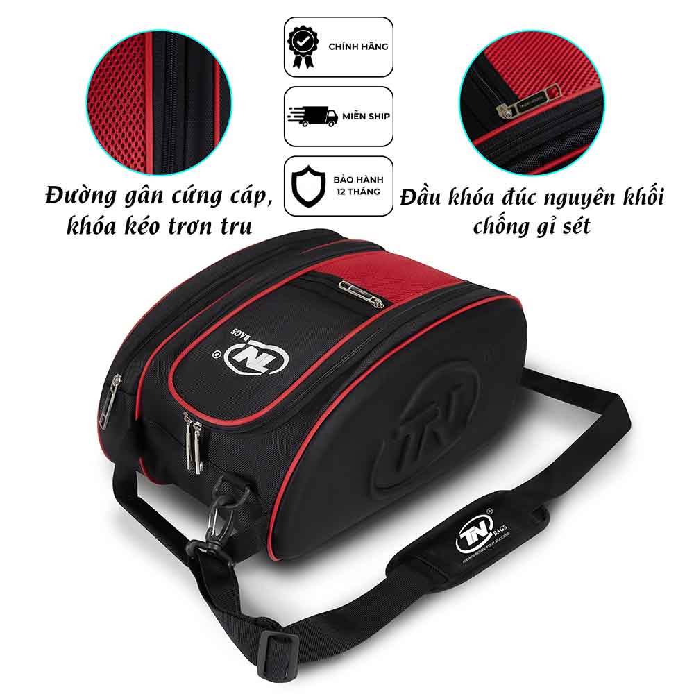 Túi Đựng Giày Đeo Chéo 2 Ngăn Chống Nước TN Bags TN.B 9001 – Túi Đựng Giày Bóng Đá, Túi Gym Thể Thao Màu Đen Đỏ Năng Động Cao Cấp!